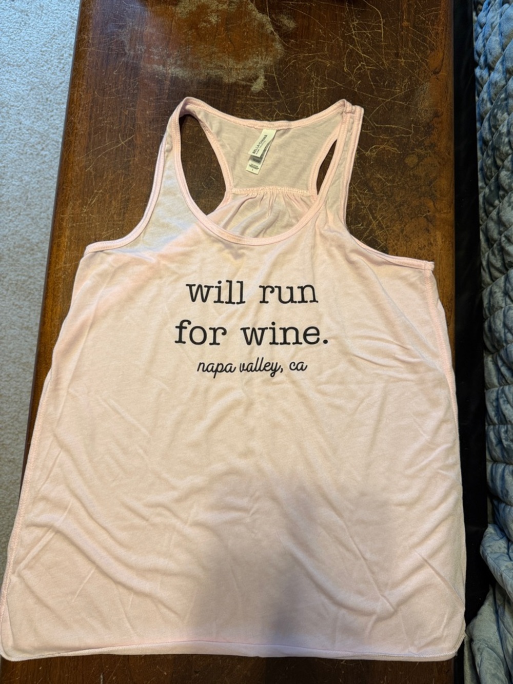 Women’s Bella Canvas Pink ‘Will Run For Wine’ Racerback Tank Top